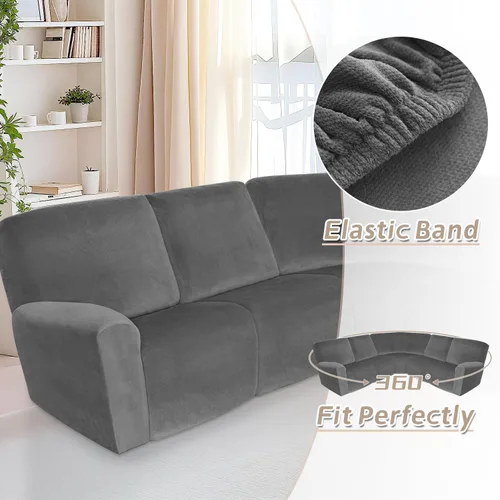 Miniatura 494 de Arfntevss Fundas de sofá seccional reclinable de terciopelo, Funda de sofá seccional de esquina para sofá reclinable, Funda elástica suave