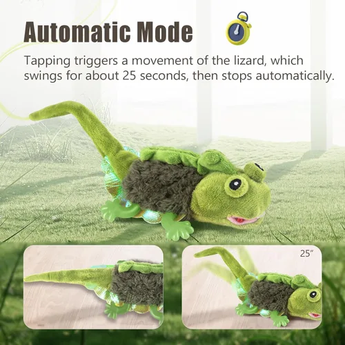 Miniatura 4 de Migipaws Juguetes para Gatos, Lagarto con Ala Que Despliega y Trino Activado por Toque para Gatito con Hierba Gatera para Gatos de Interior, Verde