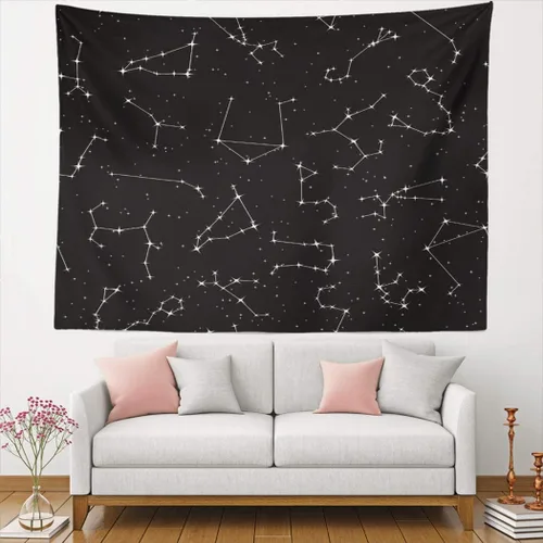 Miniatura 3 de Tapices del zodiaco Constelaciones en la noche Cielo Estrella Aries Tauro Géminis Leo Virgo Libra Escorpio Dormitorio Sala de Estar Aula Casa Tapiz