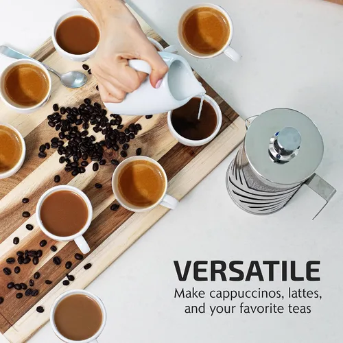 Miniatura 4 de OVENTE Cafetera de prensa francesa de 27 onzas con vidrio de borosilicato resistente al calor, diseño de acero inoxidable y sistema de filtro de 4