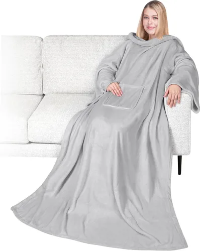 Miniatura 15 de PAVILIA Wearable Blanket with Sleeves for Adult Women Men, Cozy Fleece Warm Wrap Throw with Arms, Gifts for Christmas, Wife