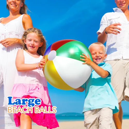 Miniatura 2 de 4E's Novelty Pelotas de playa [3 unidades] Pelotas de playa inflables de 20 pulgadas para niños, juegos de piscina, juguetes para niños y niños