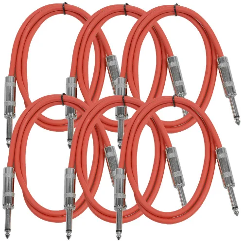 Miniatura 39 de Seismic Audio Cables de guitarra para altavoces, cables de guitarra TS de ¼ pulgadas, 3 pies, multicolor, paquete de 6 Color múltiple