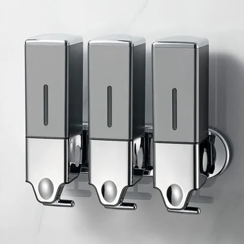 Miniatura 6 de Dispensador de jabón montado en la pared sin taladro Paquete de 3 de 500ml para baño y cocina, dispensador de champú y acondicionador sin taladro