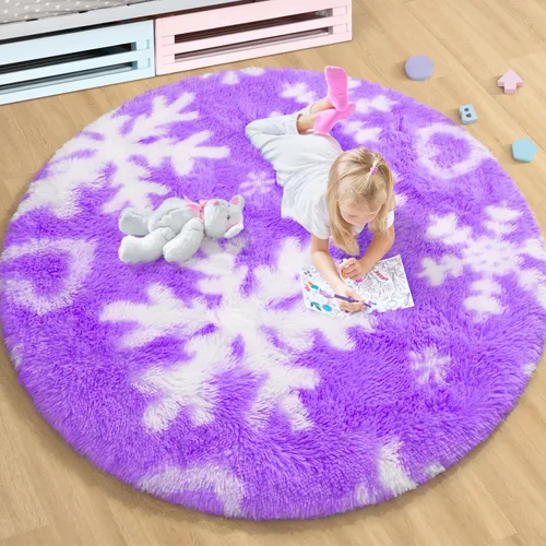 Miniatura 89 de EVOIONOS - Alfombra redonda gris para dormitorio, 5x5 pies; alfombras circulares suaves y esponjosas para sala de estar, alfombras de felpa peludas