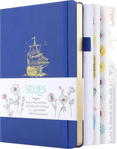Miniatura 13 de Cuaderno Diario Punteado de Bala A5 Papel Grueso de 160gsm a Prueba de Sangre, Encuadernación Plana, 160 Páginas Numeradas Cuaderno