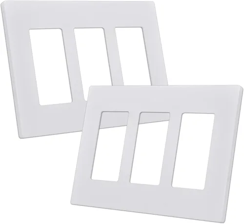 CML - Placa de pared decorativa sin tornillos de 3 segmentos, paquete de 2 cubiertas para interruptores de luz, cubierta de receptáculo de toma,