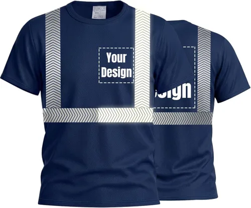 Miniatura 23 de Camiseta Hi Vis con tira reflectante de alta visibilidad, camisetas de seguridad personalizadas para tu logotipo, camisas de trabajo al aire libre