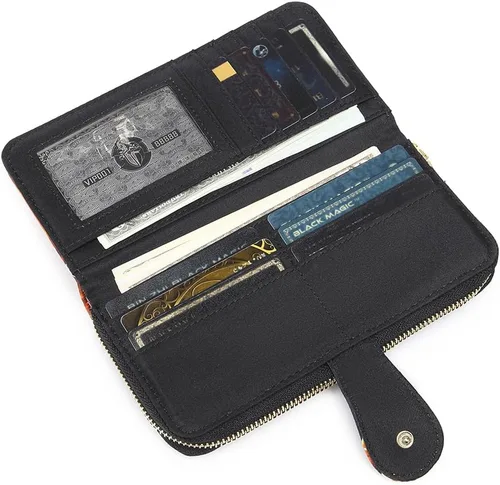 Miniatura 40 de Cartera de mano para mujer, estilo bohemio, con RFID, elegante, espaciosa con correa para viajes, capacidad para tarjetas, teléfono, dinero