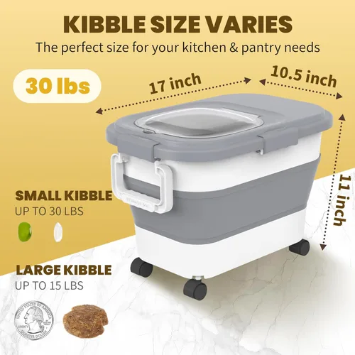 Miniatura 2 de HOYTAMDA Contenedor de Arroz de 20-30 Libras, Contenedores de Almacenamiento de Alimentos Plegables Herméticos con Ruedas, Asa, Contenedor