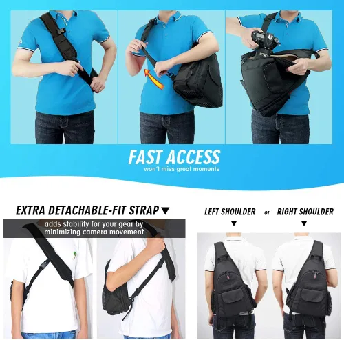 Miniatura 4 de Mochila impermeable para cámara DSLR, mochila de bandolera para cámara con cubierta de lluvia, mochila de viaje al aire libre, estuche para cámara