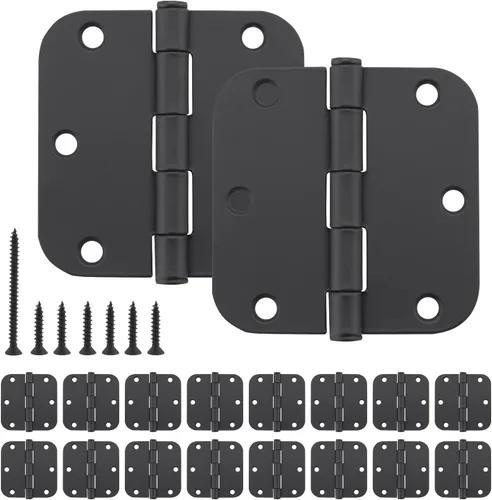 Miniatura 11 de HOME MASTER HARDWARE Paquete de 3 bisagras redondeadas de color negro mate, bisagras de puerta interior de 3.5 pulgadas, esquinas de radio de 1/4