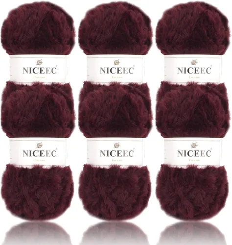 Miniatura 68 de NICEEC Hilo de Pelo Sintético Super Suave, Grueso y Esponjoso, Hilo de Pestañas para Crochet y Tejido (Longitud Total 192m/9.1kg) - Otoño/300g
