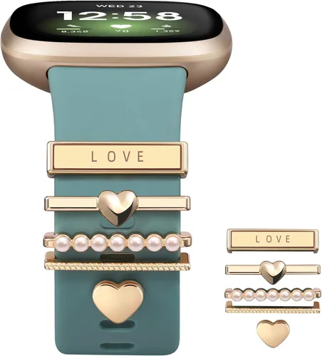Miniatura 11 de Ouwegaga Compatible con Fitbit Versa 4 Bandas para Mujer/Sense 2/Sense/Versa 3 Bandas, Correa Deportiva de Silicona Suave con 5 Piezas de Anillos
