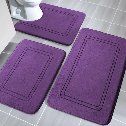 Miniatura 26 de YIHOUSE Juego de alfombras de baño de espuma viscoelástica, juego de 2 piezas, tapetes de baño antideslizantes para baño, juego de alfombras de baño