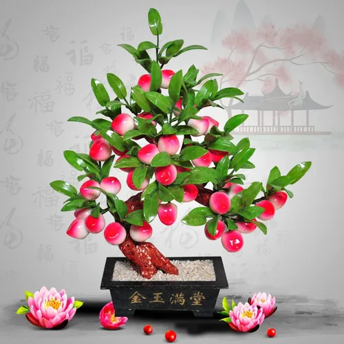 Miniatura 6 de Árbol de cristales de jade natural, bonsái artificial, melocotonero, sala de estar, porche, decoración de dinero, Feng Shui, en maceta, regalos
