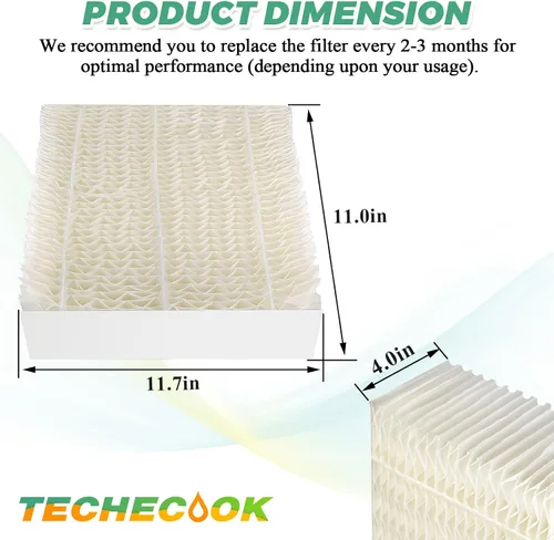 Miniatura 5 de Techecook - Filtros de mecha súper humidificadores 1043 (paquete de 2) de repuesto para filtro humidificador evaporativo Essick AirCare EP9500