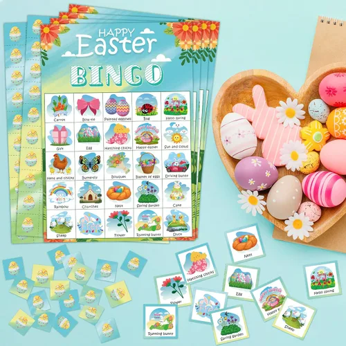 Miniatura 7 de OHOME Juegos de bingo de Pascua para niños, juguetes de manualidades de Pascua para niños, niñas, adultos y adolescentes, actividades en el aula