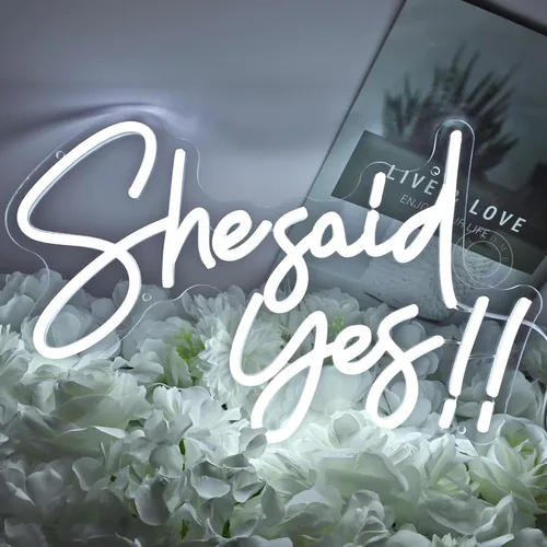 Miniatura 2 de SYLHOME Cartel de neón con luz LED de «She Said Yes !! Propose Engagement Marry Me», letrero de decoración de pared, despedida de soltera, despedida