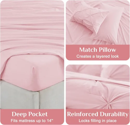 Miniatura 5 de JOLLYVOGUE Juego de edredón tamaño individual de 5 piezas – Juego de ropa de cama tamaño individual en una bolsa para todas las estaciones