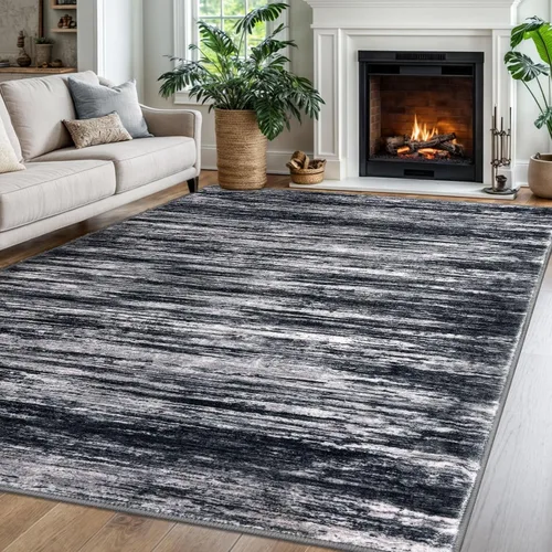 Miniatura 25 de SIILOOM 2 x 3 Alfombra moderna y abstracta para entrada, alfombra neutra azul marino gris multicolor súper suave de área pequeña, alfombras lavables