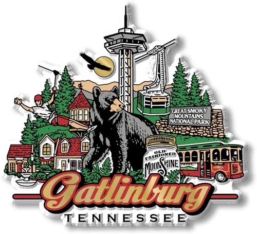 Imán de Gatlinburg City de Classic Magnets, recuerdos coleccionables de goma 3D estilo vintage y regalos fabricados en los Estados Unidos, 3.8 x 3.4