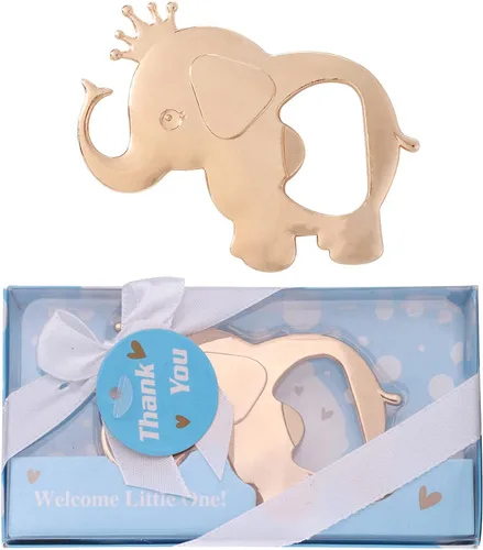 16 piezas de recuerdos de fiesta de baby shower para invitados, corona de elefante, abrebotellas, regalos de devolución de baby shower, bautismo de
