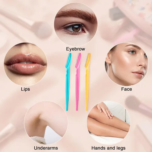 Miniatura 3 de 21 piezas de rastrillo para cejas multiusos, rastrillo facial, recortador de cejas, herramienta exfoliante, dermaplaning, afeitadora facial