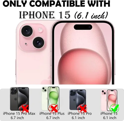 Miniatura 7 de Funda para iPhone 15 con 2 Protectores de Pantalla, Protección Contra Caídas a Prueba de Golpes, Cuerpo Completo, Uso Pesado, 3 Capas, Militar