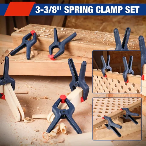 Miniatura 4 de WORKPRO Juego de abrazaderas de resorte, 16 piezas de abrazadera de resorte de nailon de 3-3/8 pulgadas con almohadillas de mandíbula ajustables