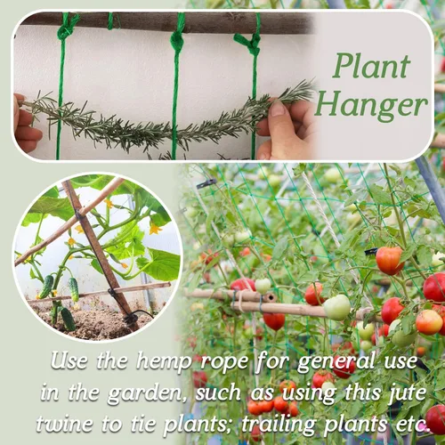 Miniatura 5 de Cuerda de yute natural de 0.079 pulgadas y 328 pies para manualidades, cuerda de yute de colores de 3 capas para envoltura de regalos, jardinería
