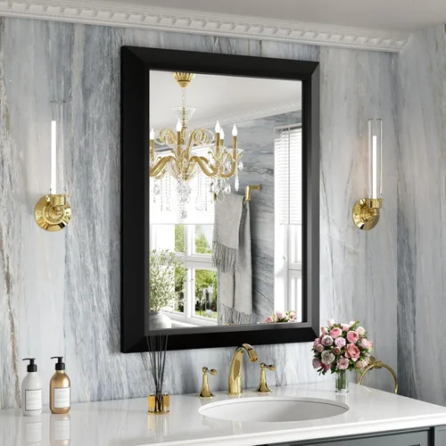 Miniatura 66 de Amorho Espejo de Baño Negro, Espejos de Pared de 24x30 Pulgadas con Marco de Metal Grueso para Sobre el Fregadero, Dormitorio, Sala de Estar
