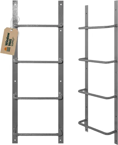 Miniatura 11 de Escalera de acero para ventanas de sótano (gris, 3 peldaños), escalera de salida atornillada resistente para el hogar, fácil de instalar, escaleras