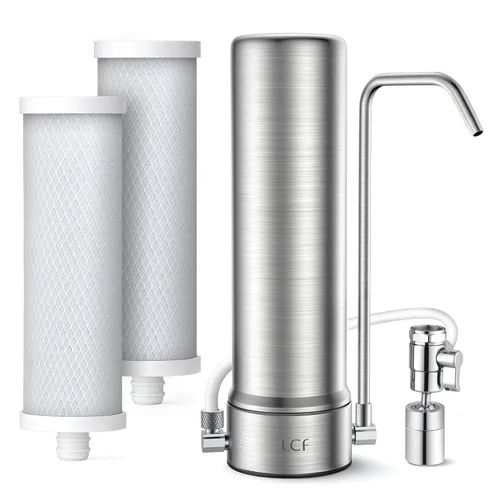 LCF Filtro de agua de encimera de mejora, iones de plata mejorados, filtro de agua de acero inoxidable de 6 etapas para llave de fregadero, reduce