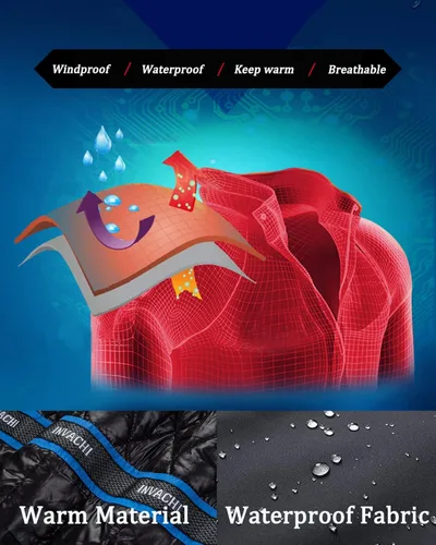 Miniatura 5 de INVACHI Mens ski Jacket Waterproof Warm Winter Snow Jacket Mountain Windbreaker Hooded Raincoat
