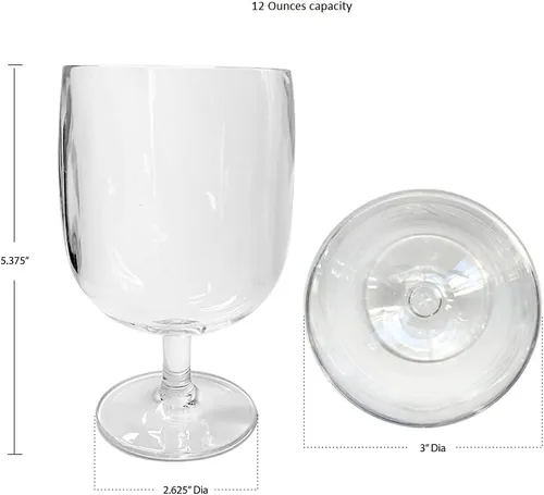 Miniatura 9 de Lily's Home Juego de 8 copas de vino de plástico irrompibles, vasos apilables irrompibles de 12 onzas, copas reutilizables sin BPA