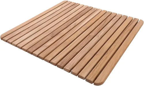 Miniatura 15 de Alfombra de ducha y baño de teca aceitada oscura de estilo nórdico con listón de extremo ancho - Para uso en interiores y exteriores - Plataforma