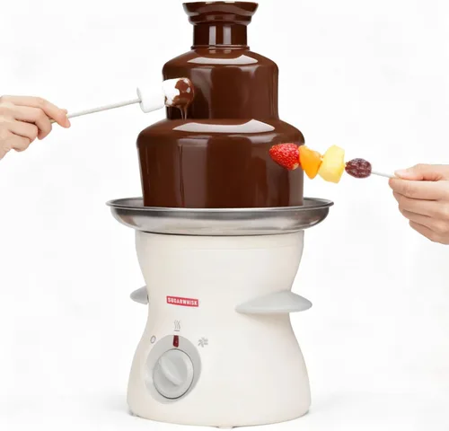SugarWhisk Mini máquina de fuente de chocolate de 3 niveles, fácil de usar y limpiar, ideal para fiestas, eventos y bodas, capacidad de 22 onzas,