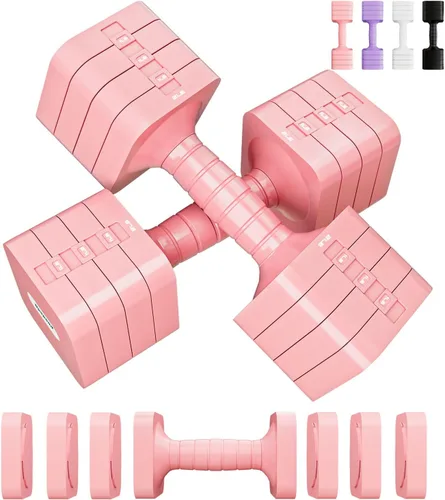 Miniatura 8 de Juego de mancuernas ajustables de 16 libras y 20 libras, juego de mancuernas para mujeres y hombres, pesas de mano, par de mancuernas