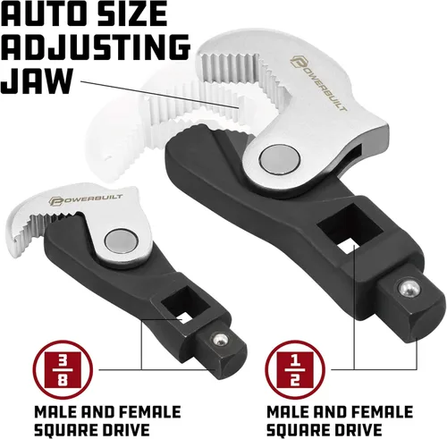 Miniatura 3 de Powerbuilt Juego de llaves para patas de gallo con resorte de 2 piezas, ajustable, tamaño automático, universal, autoajustable, agarre eléctrico
