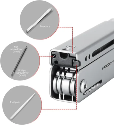Miniatura 3 de ROXON M3 13 en 1 Multiherramienta EDC Cuchillo Y Tijeras con Palillo y Pinza Práctica Pequeña y Exquisita Multiherramienta