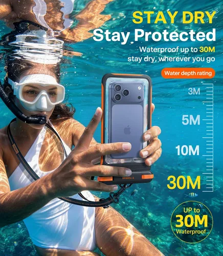 Miniatura 7 de TORRAS IPX8 - Funda impermeable para teléfono flotante, pantalla subacuática táctil, a prueba de agua con cordón para iPhone 17 Pro Max 16 S26, 1