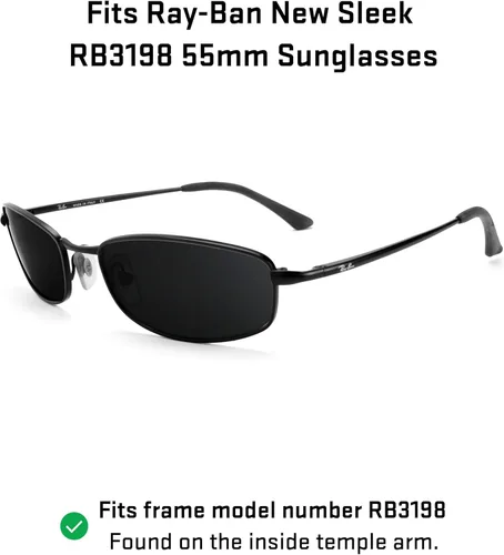 Miniatura 2 de Revant Lentes de repuesto para Ray-Ban New Sleek RB3198 2.165 in, Espejo cromado negro