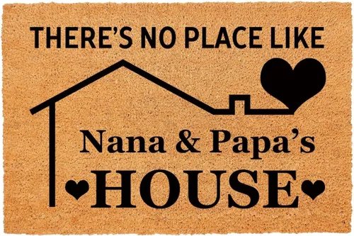 Tapete divertido de fibra de coco con texto en inglés "There No Place Like Nana and Papa's Home", tapete para puerta delantera, entrada y exterior,