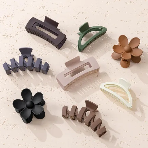Miniatura 14 de Sunolga 8 pinzas para cabello para mujer, pinzas de garra con forma de flor para cabello grueso, accesorios para cabello antideslizantes