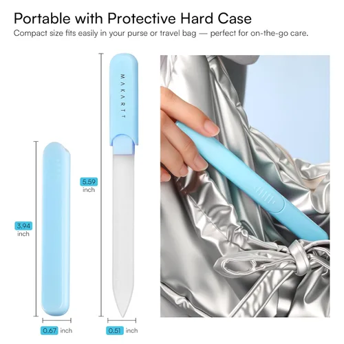 Miniatura 7 de Makartt Lima de Uñas - Lima de Uñas de Cristal con Estuche, Limas de Uñas de Cristal con Chorro de Arena de Doble Cara para Uñas Naturales, Buffer