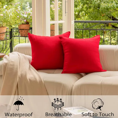 Miniatura 4 de Demetex Fundas de almohada de exterior de 16 x 16 pulgadas, impermeables, fundas de almohada decorativas de lino para sala de estar, balcón, jardín