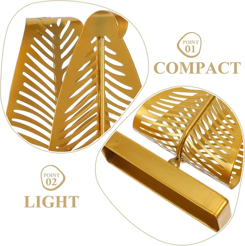 Miniatura 3 de ARTIBETTER Rustic Metal Napkin Holder Large Leaf Design Standing Tissue Dispenser with Gold Base for Kitchen Dining Table Farmhouse Decor