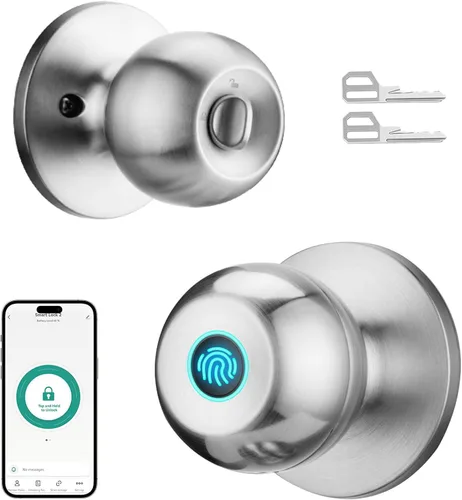 Miniatura 10 de Pomo de puerta con llave, color negro mate, redondo, pomo de puerta de paso, bloqueo de privacidad, perilla de puerta interior/exterior, cerradura