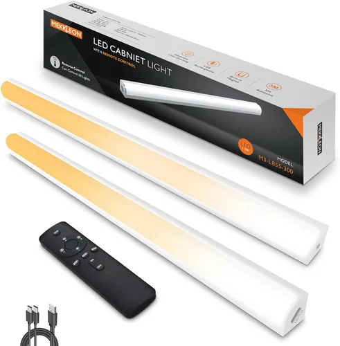 Miniatura 9 de Luces debajo del gabinete con control remoto, luces de clóset magnéticas y regulables, luz de tienda LED inalámbrica recargable por USB, luces